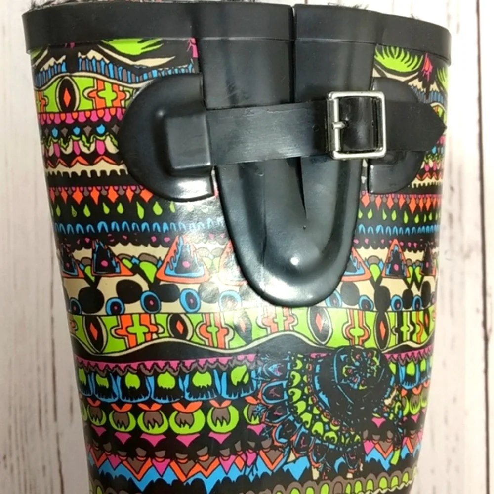 Sakroots Rhythm Neon Elephants and Peace Fur Lined Boots‎ 7